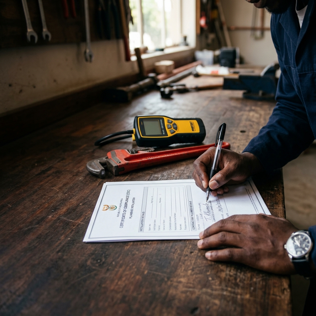 COC certificate of compliance plumbing South Africa